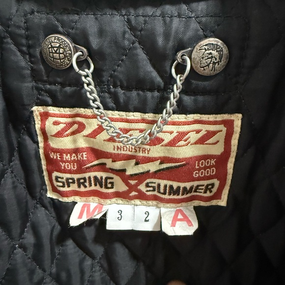 Diesel Red Plaid and Denim Men's Jacket - Picture 2 of 5